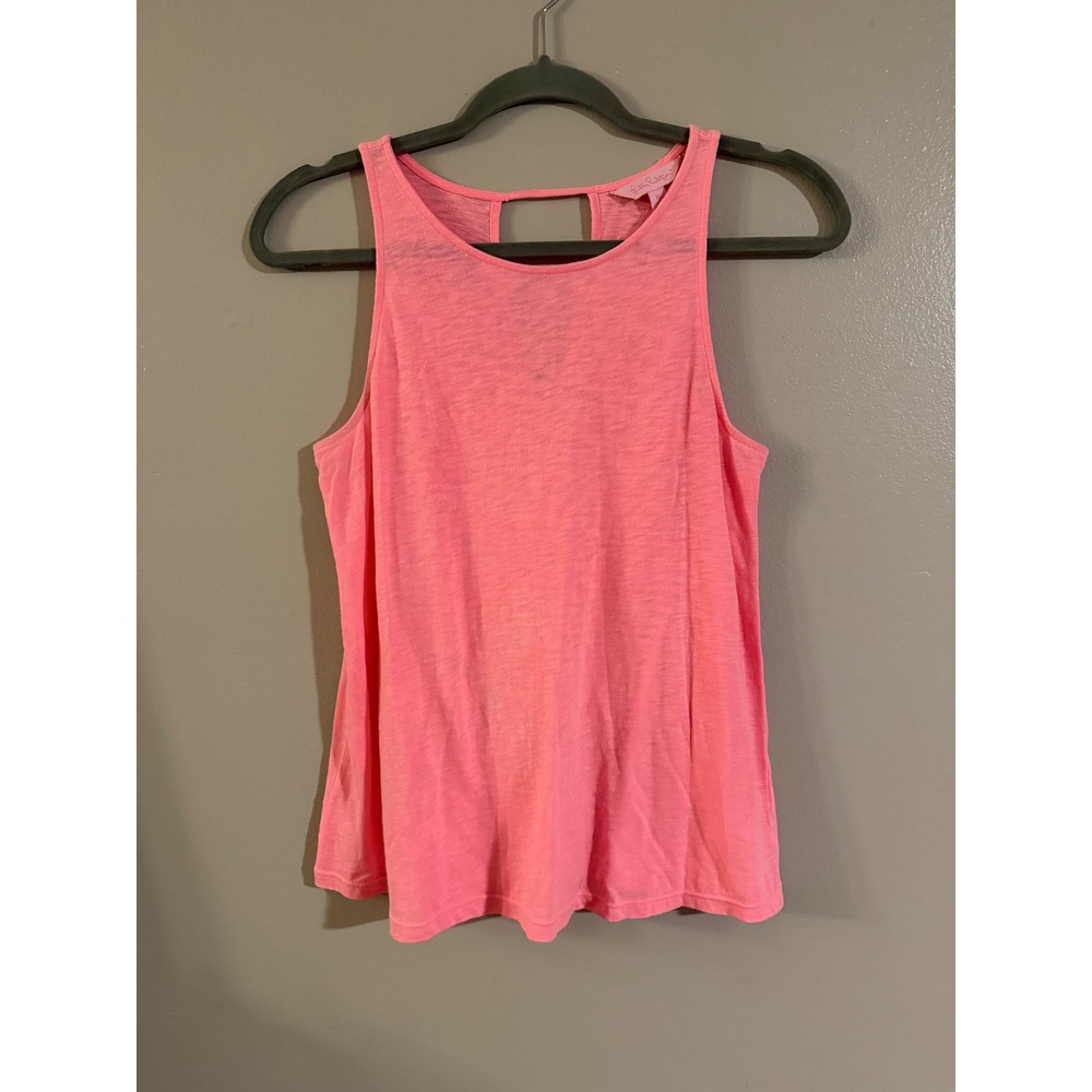 Lilly Pulitzer Pink Slub Knit Sleeveless Tank Top V-Back Cutout XS